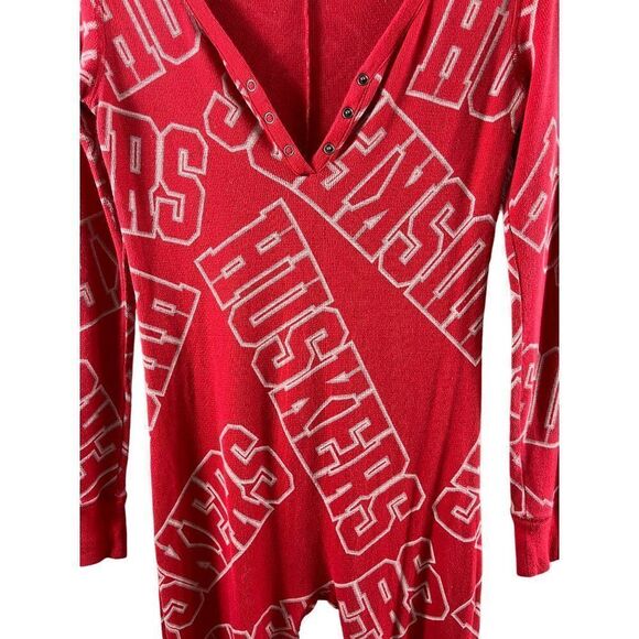 PINK Victoria's Secret Nebraska Corn Huskers Thermal One Piece Pajama Small Red - Picture 2 of 10